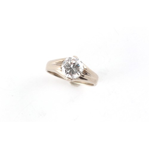 165 - Property of a gentleman - a gentleman's 18ct white gold diamond single stone ring, the round brillia... 