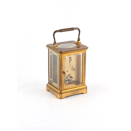 243 - Property of a deceased estate - a late 19th century French brass corniche cased carriage clock timep... 