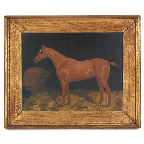 230 - Property of a lady - George Paice (1854-1925) - 'DOROTHY', A CHESTNUT HUNTER IN A STABLE - oil on ca... 