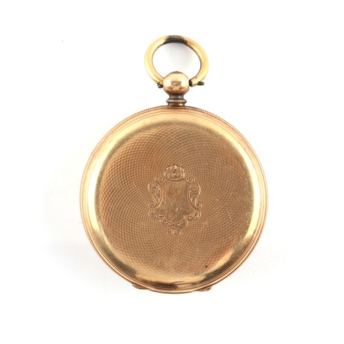 21 - Property of a deceased estate - a Victorian 14ct gold cased open faced pocket watch, the enamel dial... 