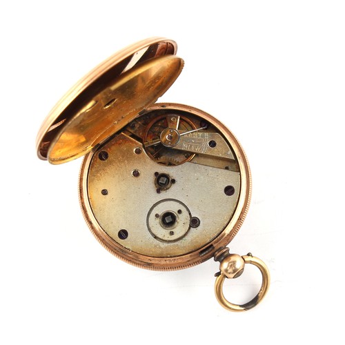 21 - Property of a deceased estate - a Victorian 14ct gold cased open faced pocket watch, the enamel dial... 