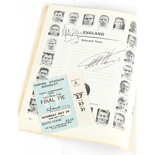 226 - Property of a gentleman - a 1966 World Cup Final England v Germany football programme and match tick... 