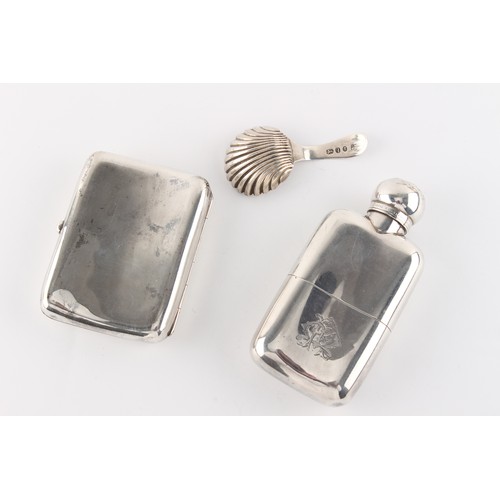 194 - Property of a lady - a Victorian silver spirit flask or hip flask, the detachable cup with engraved ... 