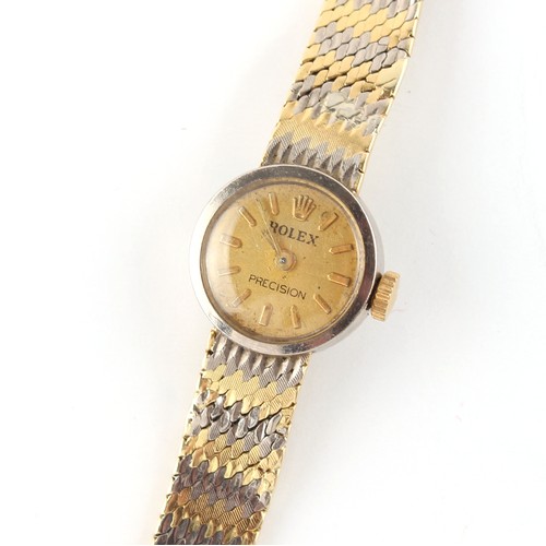 27 - Property of a lady - a lady's Rolex Precision 18ct gold cased wristwatch with integral Rolex 18ct tw... 