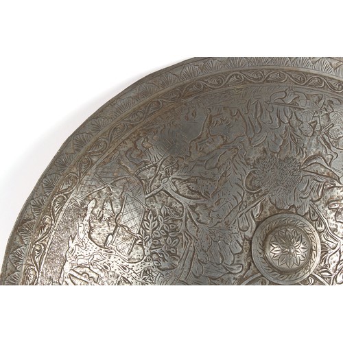 205 - Property of a gentleman - a late 19th / early 20th century Indian engraved steel circular shield or ... 