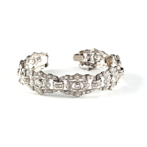 167 - An impressive Belle Epoque style diamond bracelet, the round brilliant cut and single cut diamonds w... 