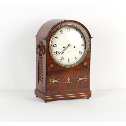 239 - Property of a lady - an early 19th century Regency period mahogany & brass inlaid bracket clock or t... 