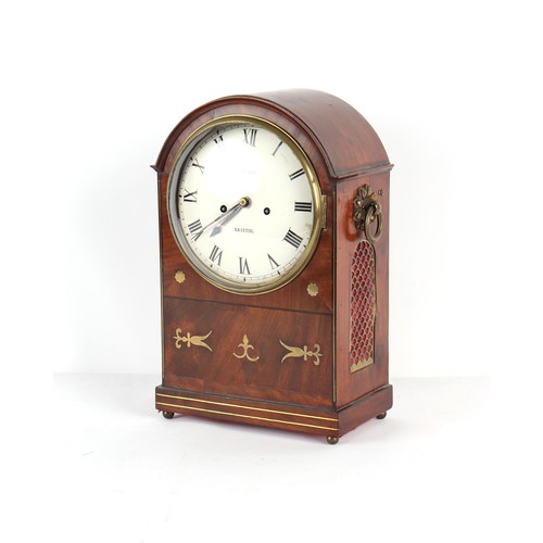 239 - Property of a lady - an early 19th century Regency period mahogany & brass inlaid bracket clock or t... 