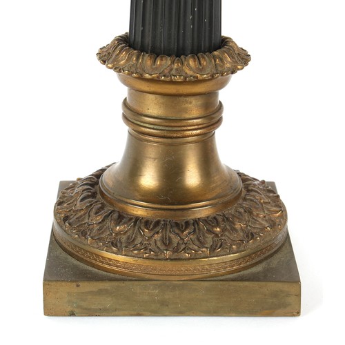 187 - Property of a deceased estate - two bronze & brass columnar table lamps, the taller 24.25ins. (61.5c... 