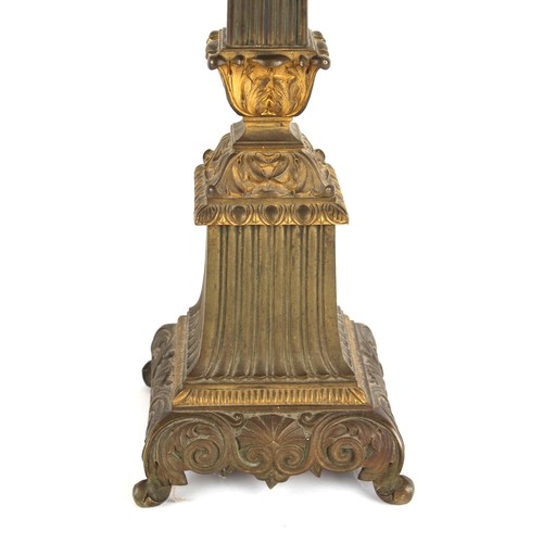 187 - Property of a deceased estate - two bronze & brass columnar table lamps, the taller 24.25ins. (61.5c... 