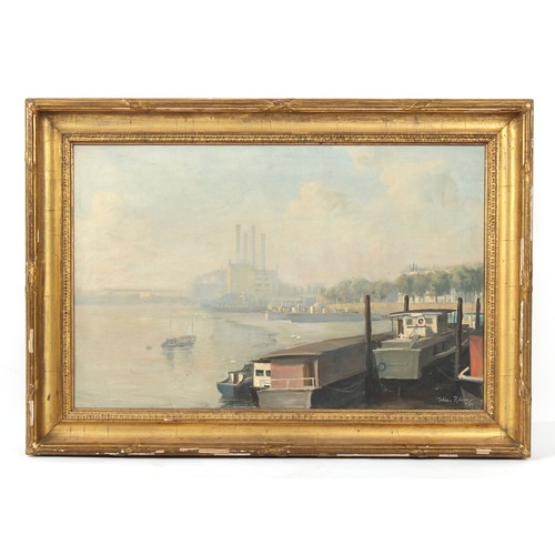 168 - ARR - Property of a deceased estate - Julian Barrow (1939-2013) - LONDON RIVER THAMES SCENE - oil on... 