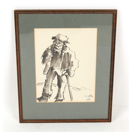 116 - ARR - Kyffin Williams (1918-2006) - SHEPHERD OR HILL FARMER - ink & wash on paper, 13.4 by 9.85ins. ... 