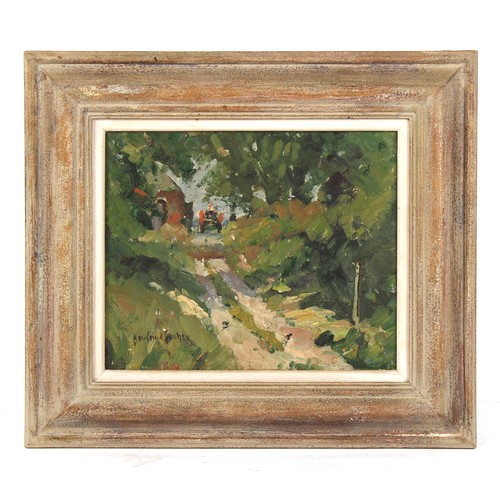 147 - Property of a deceased estate - Rowland Fisher (1885-1969) - CART ON WOODLAND TRACK - oil on board, ... 