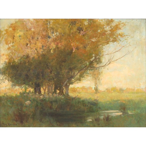 152 - Property of a deceased estate - Tom Mostyn (1864-1930) - 'EVENING IN THE MEADOWS' - oil on canvas, 1... 