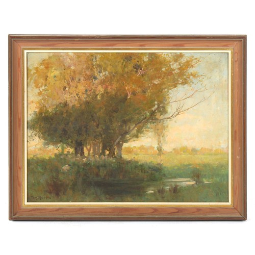 152 - Property of a deceased estate - Tom Mostyn (1864-1930) - 'EVENING IN THE MEADOWS' - oil on canvas, 1... 