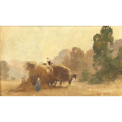 153 - Property of a deceased estate - Charles Rebel Stanton (1890-1954) - HAYMAKING HARVESTING SCENE - oil... 