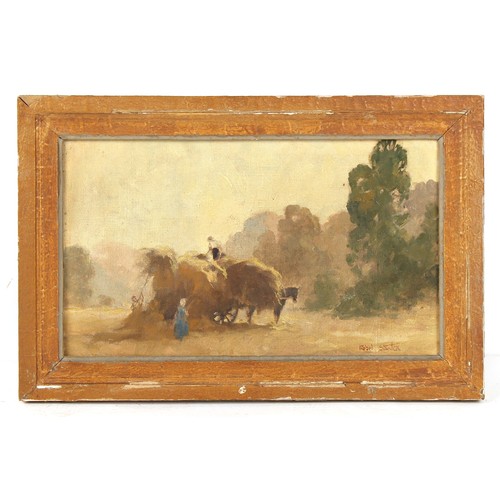 153 - Property of a deceased estate - Charles Rebel Stanton (1890-1954) - HAYMAKING HARVESTING SCENE - oil... 