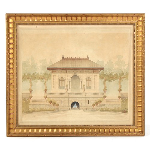 122 - Property of a deceased estate - late 19th century - PALLADIAN BUILDING - watercolour with painted bo... 