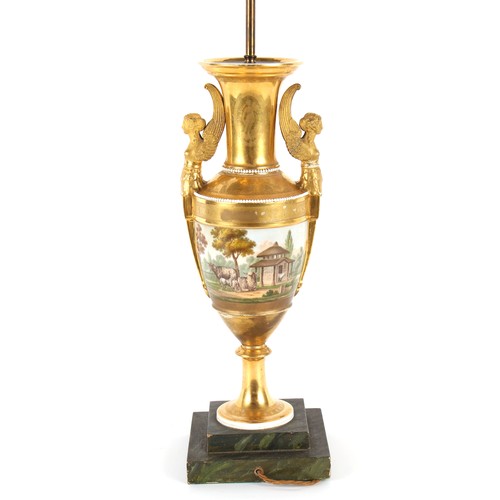 27 - Property of a deceased estate - an early 19th century French porcelain vase, with burnished gilt gro... 