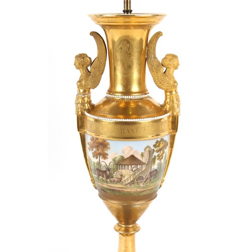 27 - Property of a deceased estate - an early 19th century French porcelain vase, with burnished gilt gro... 