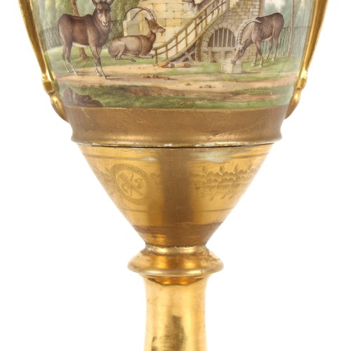 27 - Property of a deceased estate - an early 19th century French porcelain vase, with burnished gilt gro... 