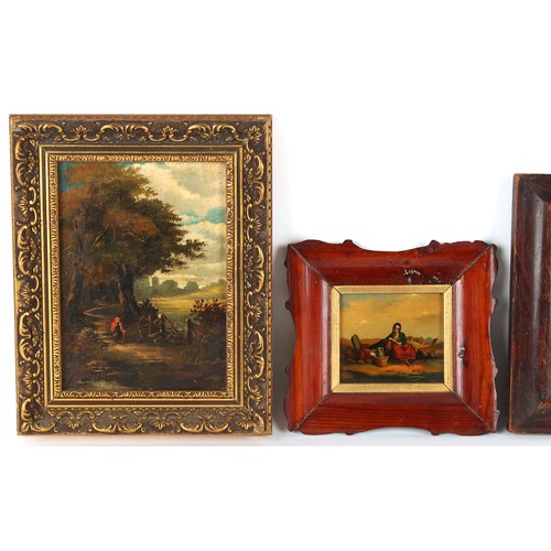 158 - Property of a lady - a group of five decorative pictures including two oils, 19th century & later, t... 