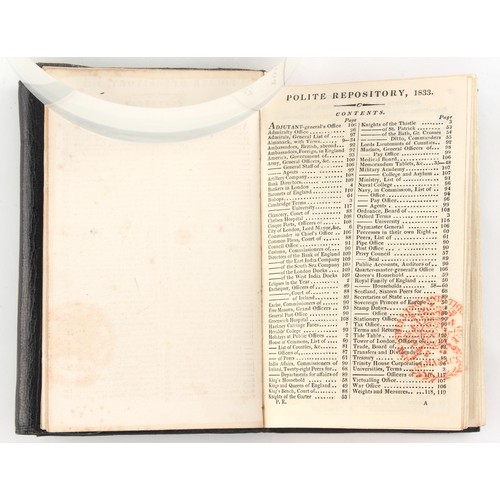 88 - Property of a gentleman - book - an 1833 'Peacock's Polite Repository, or Pocket Companion, Containi... 