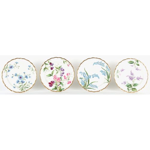 31 - Property of a lady - a set of eight good quality Copeland Spode botanical dessert plates, each paint... 