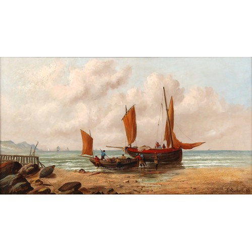 163 - Property of a lady - C. Richards (late 19th / early 20th century) - LANDING THE CATCH - oil on canva... 