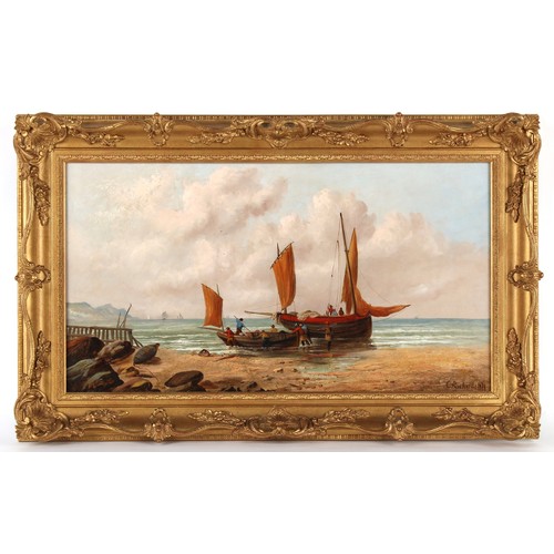 163 - Property of a lady - C. Richards (late 19th / early 20th century) - LANDING THE CATCH - oil on canva... 