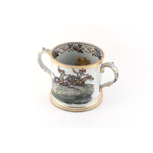 30 - Property of a deceased estate - an unusual large early Victorian two-handled frog mug, printed with ... 