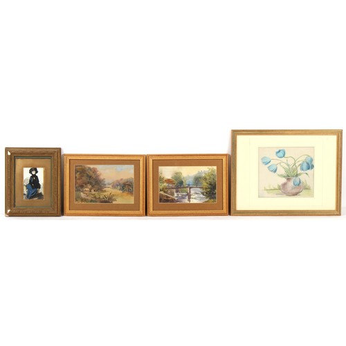 209 - Property of a deceased estate - six assorted watercolours including a STILL LIFE by Robert Tilliard,... 