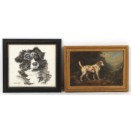 202 - Property of a deceased estate - English school, 19th century - A DOG IN A LANDSCAPE - oil on canvas,... 