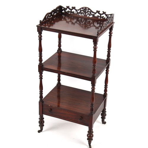 251 - Property of a deceased estate - an early 19th century William IV rosewood three-tier whatnot, with d... 