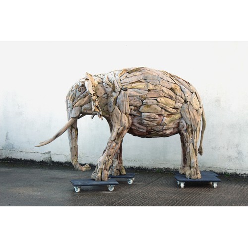 299 - Property of a deceased estate - a monumental driftwood garden sculpture model of an Elephant, approx... 