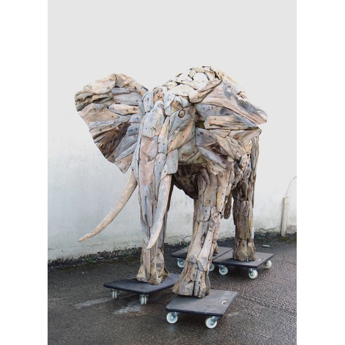 299 - Property of a deceased estate - a monumental driftwood garden sculpture model of an Elephant, approx... 