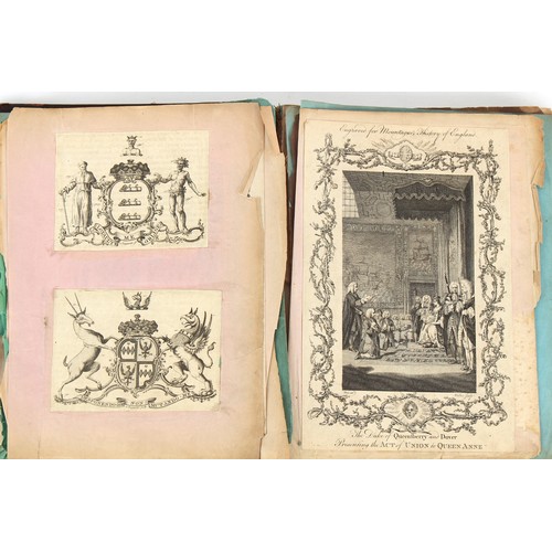 112 - Property of a deceased estate - a 19th century scrap book, containing twenty 18th century full page ... 