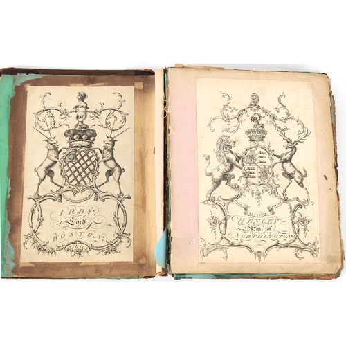 112 - Property of a deceased estate - a 19th century scrap book, containing twenty 18th century full page ... 