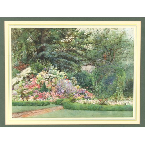 200 - Property of a gentleman - English school, 20th century - A COTTAGE GARDEN - watercolour, in glazed g... 