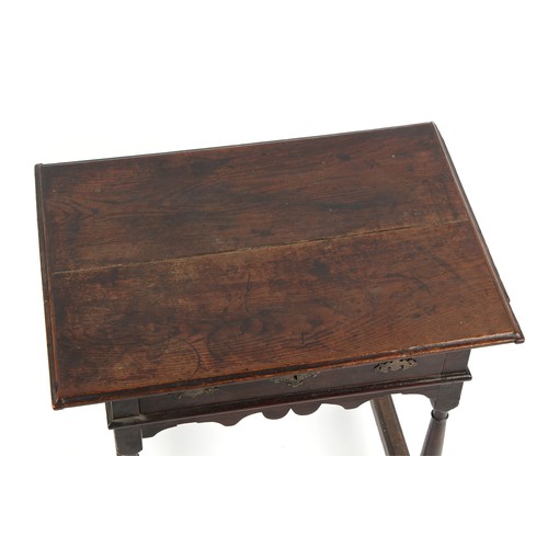 253 - Property of a lady - a late 17th century oak side table, the original well patinated top with cleate... 