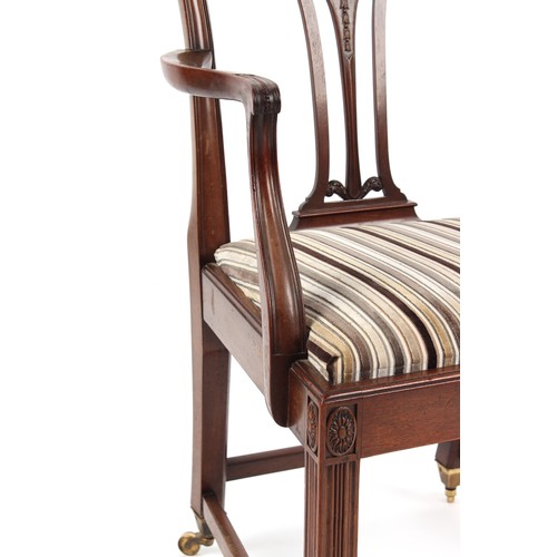 262 - Property of a lady - a good quality late 19th / early 20th century carved mahogany open armchair in ... 