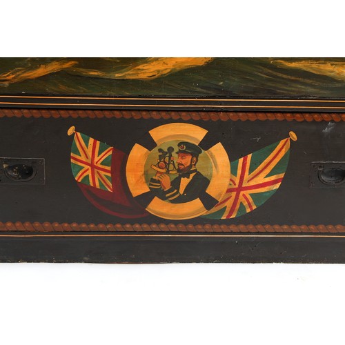 265 - Property of a deceased estate - a late 19th century painted pine chest of drawers with mahogany line... 