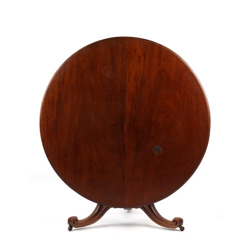 282 - Property of a deceased estate - a Victorian mahogany circular tilt-top dining table, the two-piece s... 