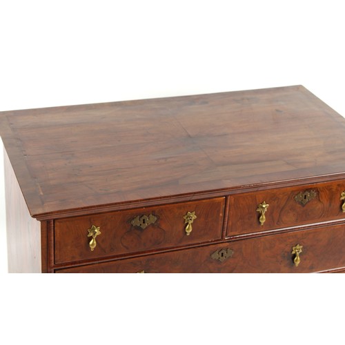 286 - Property of a deceased estate - an early 18th century figured walnut & featherbanded chest of two sh... 