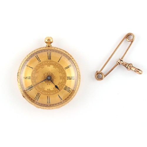 31 - Property of a lady - a Victorian 18ct gold cased open faced mid size pocket watch, the inner case an... 