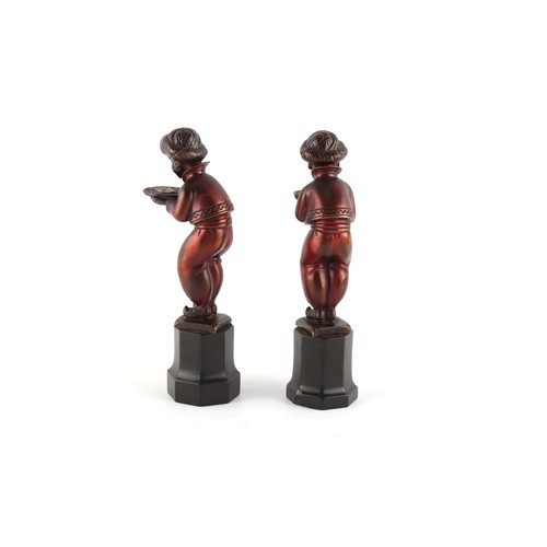 253 - Property of a deceased estate - Richard W Lange (1879-1944) - a pair of Art Deco bronze figures of O... 