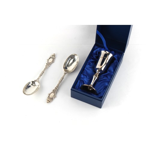 207 - Property of a gentleman - a pair of Victorian ornate silver table spoons, Frederick Elkington, Birmi... 