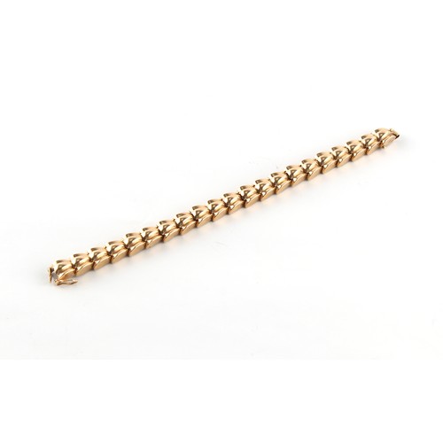 56 - Property of a gentleman - a 9ct yellow gold link bracelet, every other link marked, approximately 36... 