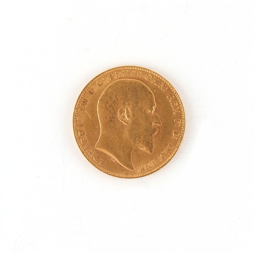 169 - Property of a gentleman - gold coin - a 1909 Edward VII gold full sovereign, London mint.