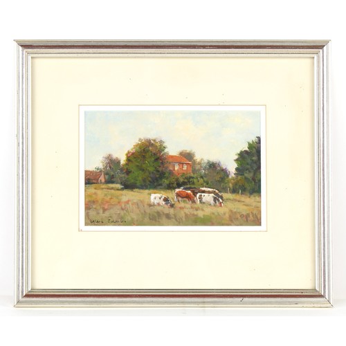 310 - Property of a lady - Valerie Batchelor (b.1932) - 'SALISBURY WATER MEADOWS' - acrylic, 5.5 by 8.5ins... 